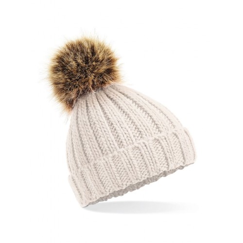 INFANT FUR POM POM CHUNKY BEANIE B412A