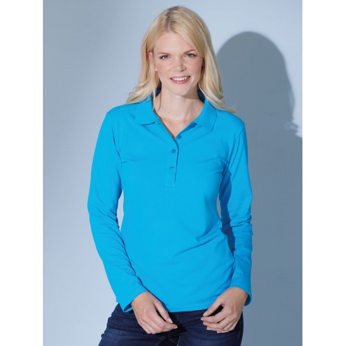 LADIES' ELASTIC POLO LONG-SLEEVE JN180